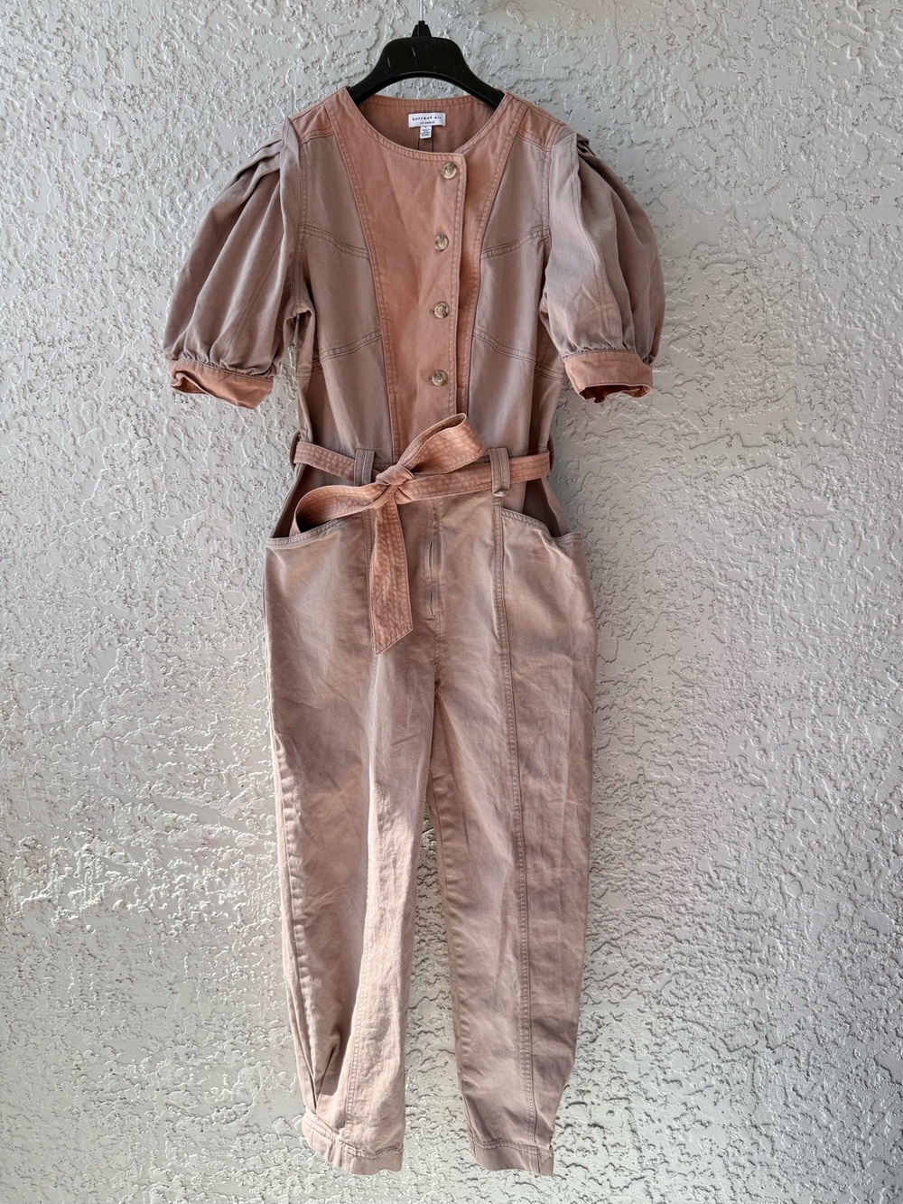 Anthropologie Current Air Bell sleeve Jumpsuit Button Up belted Large